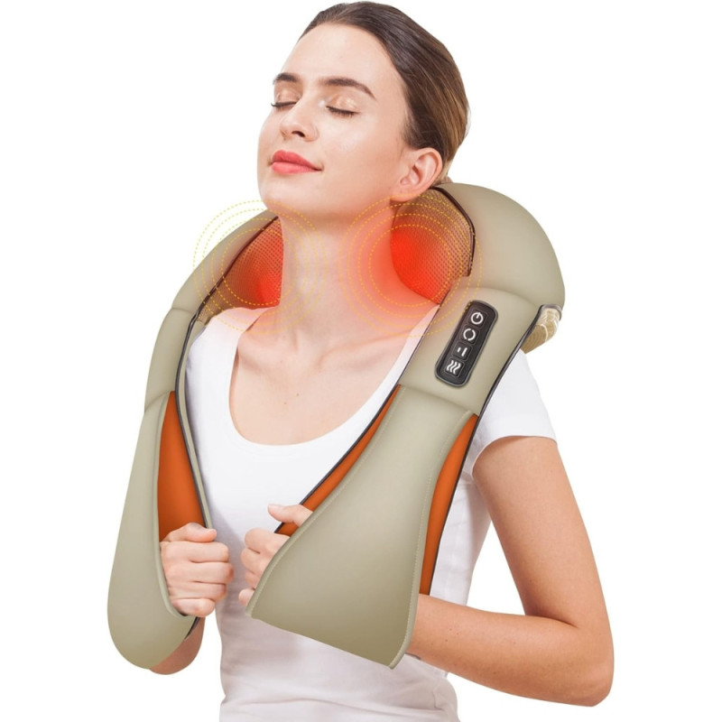Masseur Shiatsu Chauffant Sans Fil Pour Nuque, Épaules et Dos pour Soulager Tensions et Douleurs