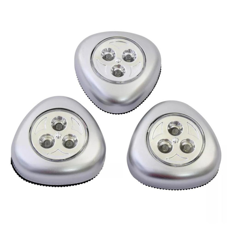 Lot de 3 Lampes LED à Poussoir sans Fil - Facile à Installer