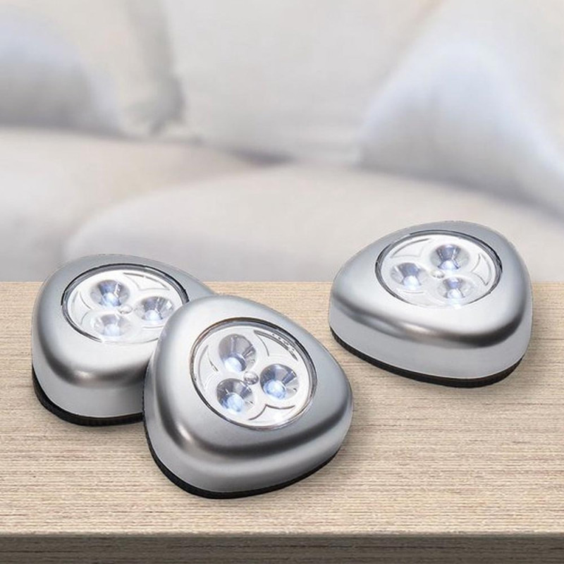 Lot de 3 Lampes LED à Poussoir sans Fil - Facile à Installer
