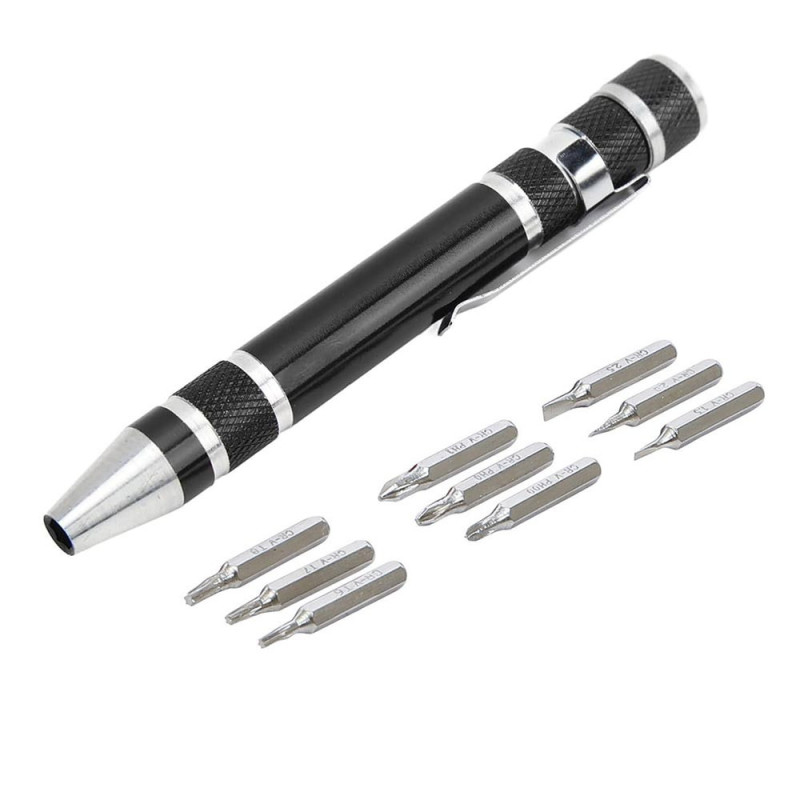 Stylo Tournevis Multifonctions de Precision 10 en 1 Magnetique et Portable