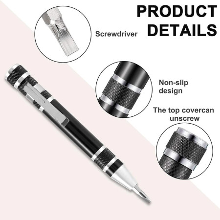 Stylo Tournevis Multifonctions de Precision 10 en 1 Magnetique et Portable