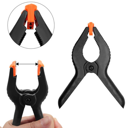 Pack de 4 Pinces à Ressort en Nylon Robuste Serre-Joint Polyvalent Pour Bricolage - Ouverture 75mm