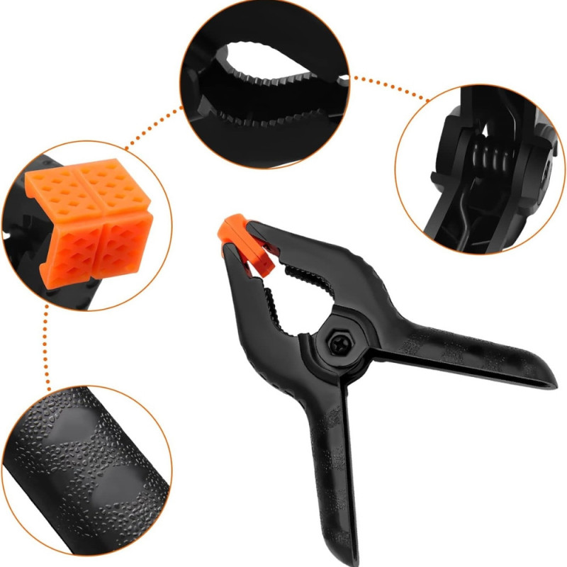 Pack de 4 Pinces à Ressort en Nylon Robuste Serre-Joint Polyvalent Pour Bricolage - Ouverture 75mm