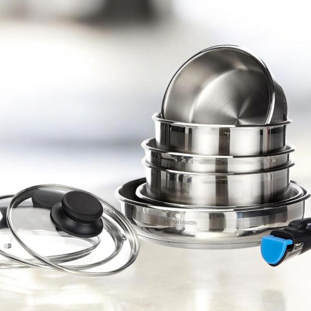 Batterie de Cuisine 10 Pièces Arthur Martin en Inox