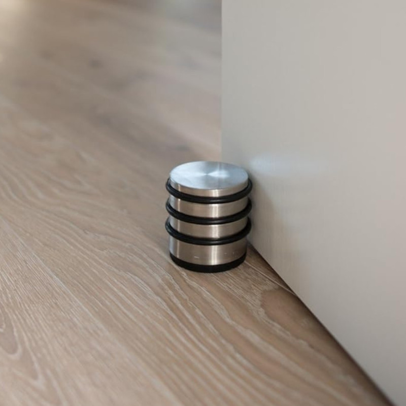 Butée de Porte Antidérapante en Acier Inoxydable avec Anneaux de Protection en Caoutchouc