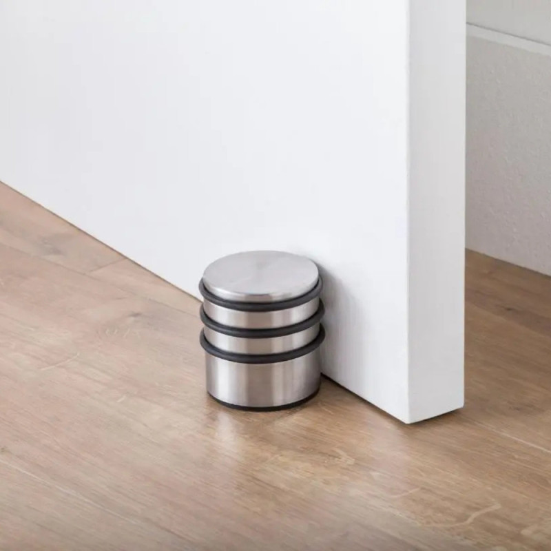 Butée de Porte Antidérapante en Acier Inoxydable avec Anneaux de Protection en Caoutchouc