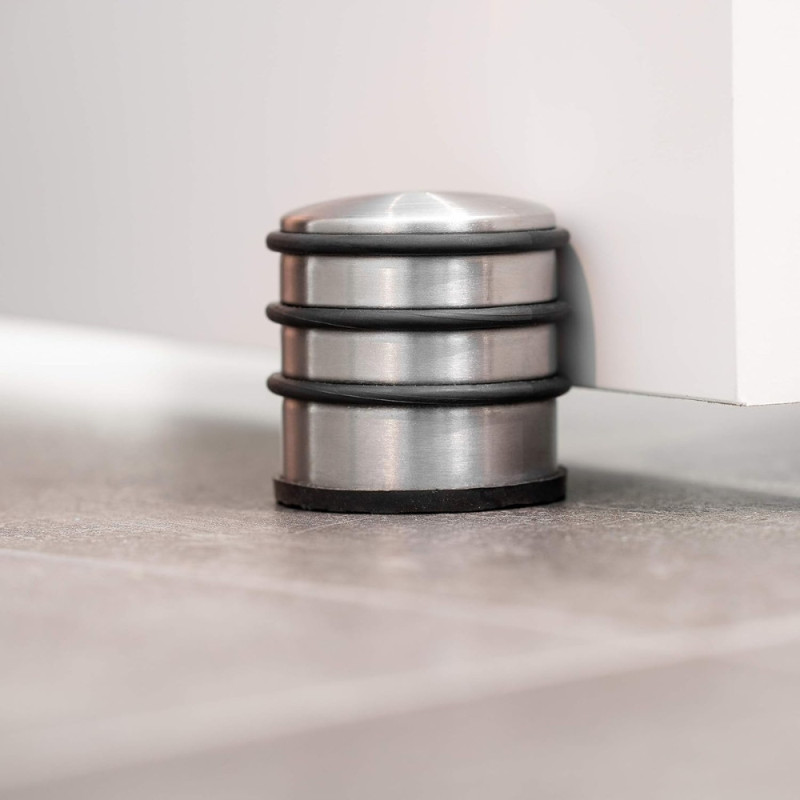 Butée de Porte Antidérapante en Acier Inoxydable avec Anneaux de Protection en Caoutchouc