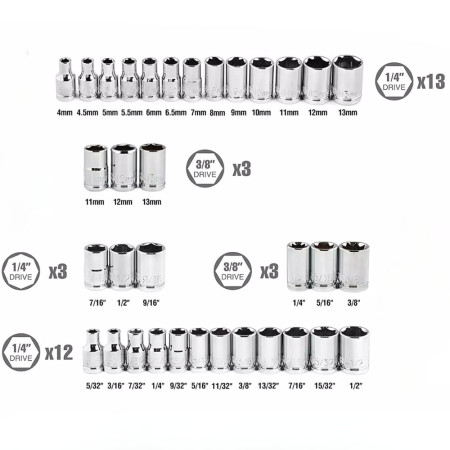 Coffret à Douilles 39 Pièces avec Accessoires