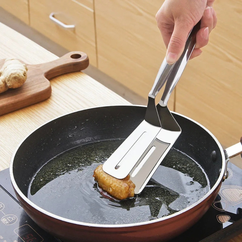 Pince à Frire de Cuisine en Acier Inoxydable Multifonction pour Viande au Barbecue et Plancha