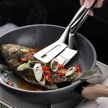 Pince à Frire de Cuisine en Acier Inoxydable Multifonction pour Viande au Barbecue et Plancha
