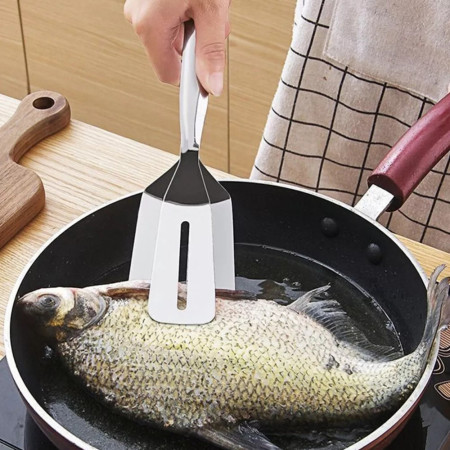 Pince à Frire de Cuisine en Acier Inoxydable Multifonction pour Viande au Barbecue et Plancha