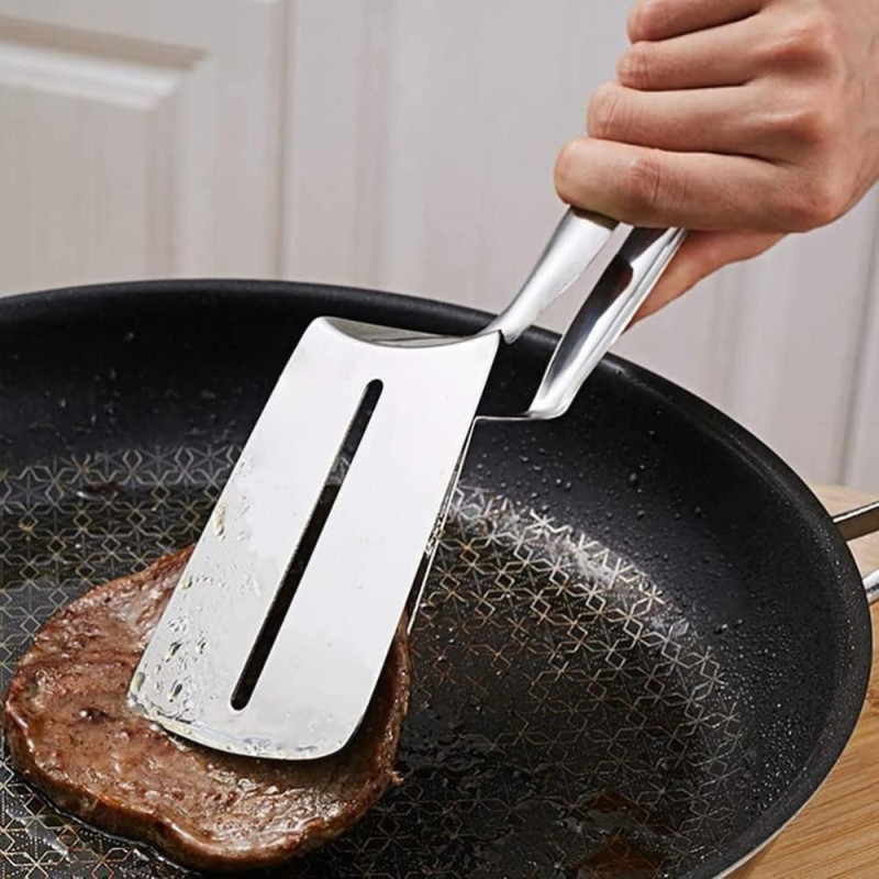 Pince à Frire de Cuisine en Acier Inoxydable Multifonction pour Viande au Barbecue et Plancha