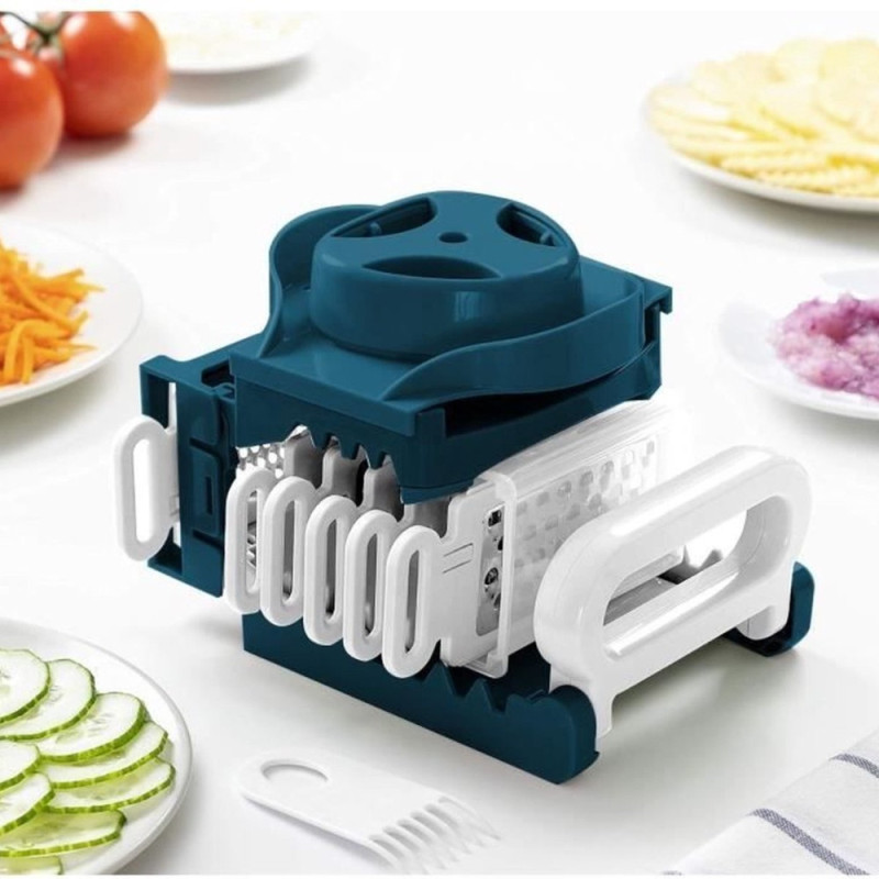 Mandoline Arthur Martin Pliable 6 en 1 en Inox avec Lames Interchangeables pour Râper et Couper les Aliments