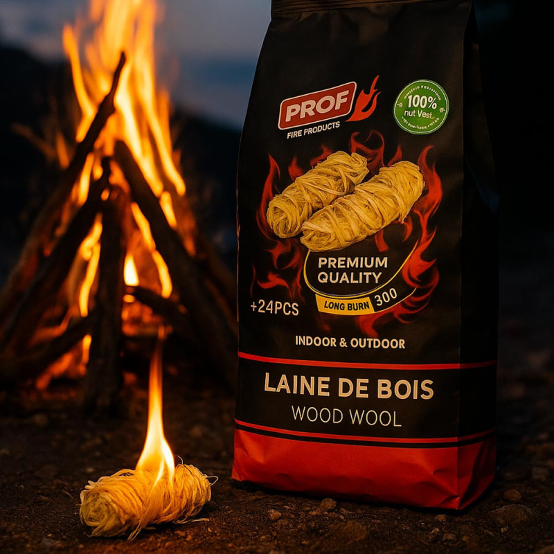 Allume-feux écologiques en laine de bois – Pack de 24