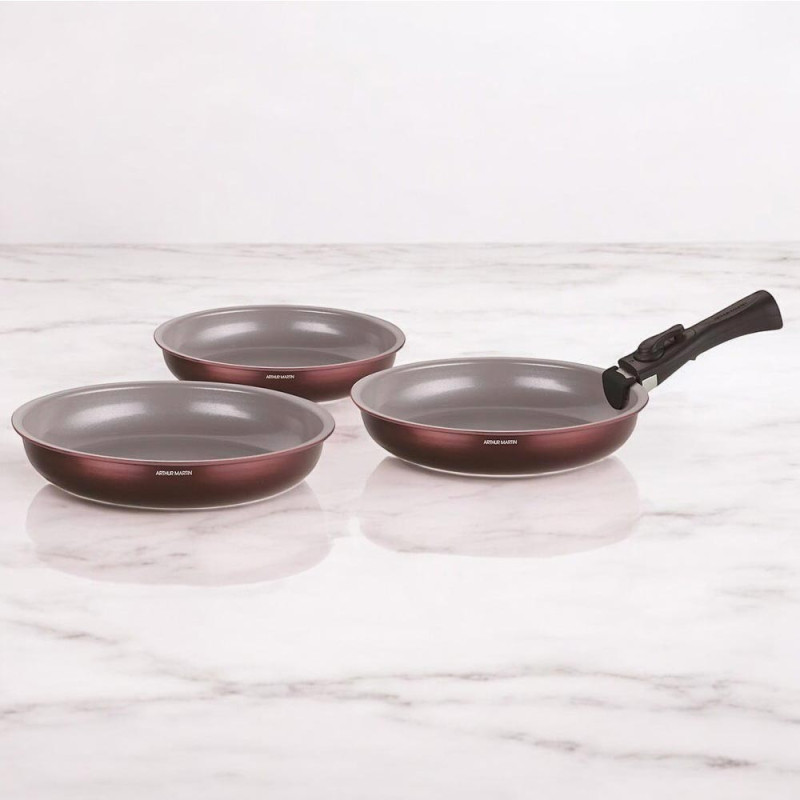 Set de 3 poêles Arthur Martin 20-24-28 cm tous feux avec poignée
