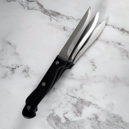 Lot de 3 couteaux à steak en acier inoxydable – Lame lisse 11 cm