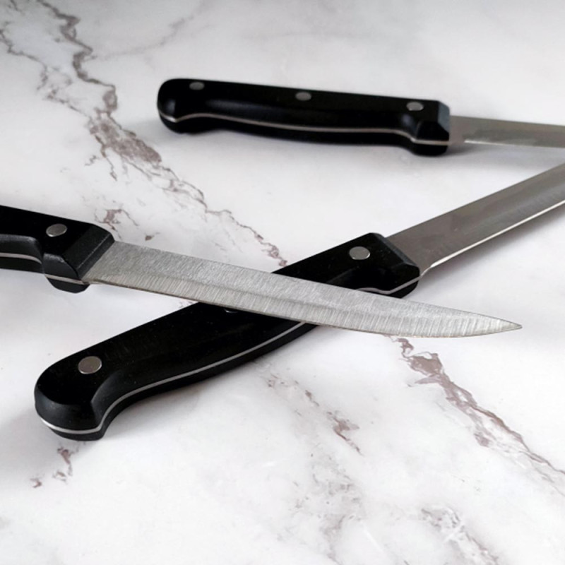 Lot de 3 couteaux à steak en acier inoxydable – Lame lisse 11 cm