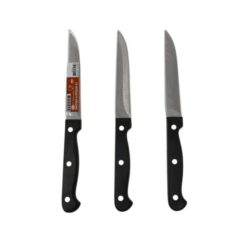Lot de 3 couteaux à steak en acier inoxydable – Lame lisse 11 cm