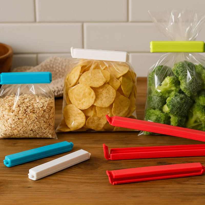 Clips de Fermeture Alimentaires (x18) – Réutilisables, Hermétiques et Colorés