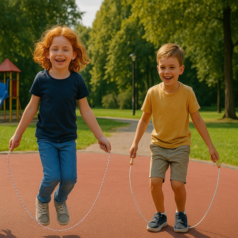 Corde À Sauter 2.10 M Solide Et Légère Avec Poignées En Bois Naturel Pour Enfants Et Adultes  Couleurs Aleatoires