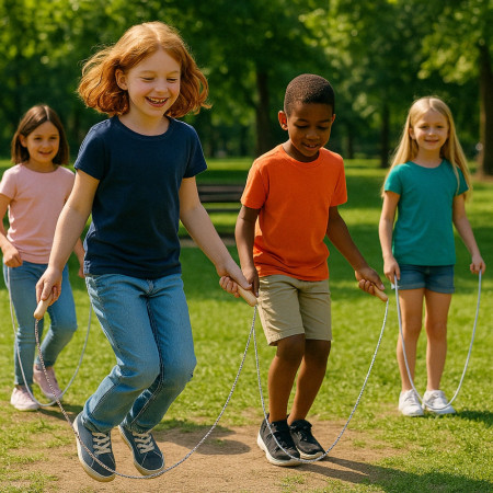 Corde À Sauter 2.10 M Solide Et Légère Avec Poignées En Bois Naturel Pour Enfants Et Adultes  Couleurs Aleatoires