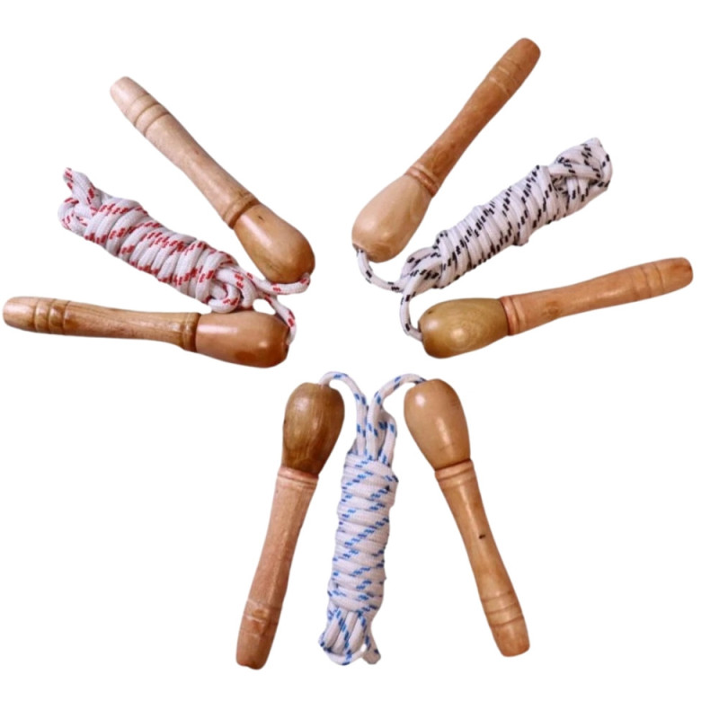 Corde À Sauter 2.10 M Solide Et Légère Avec Poignées En Bois Naturel Pour Enfants Et Adultes  Couleurs Aleatoires