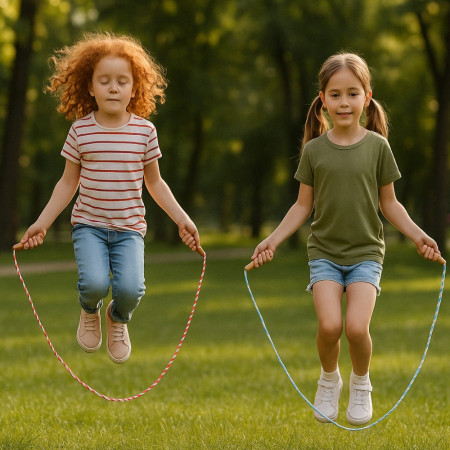 Corde À Sauter 2.10 M Solide Et Légère Avec Poignées En Bois Naturel Pour Enfants Et Adultes  Couleurs Aleatoires