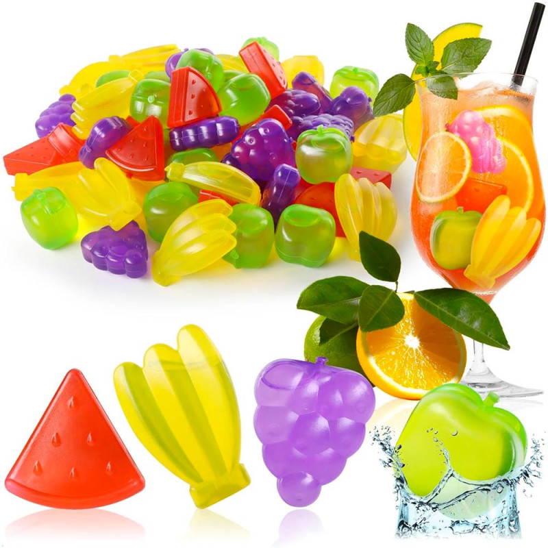 Glaçons réutilisables en forme de fruits – Lot de 20 pour boissons fraîches sans eau ajoutée