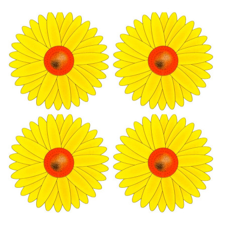 Stickers anti-mouches motif tournesol – Pack de 4, usage intérieur, non toxique