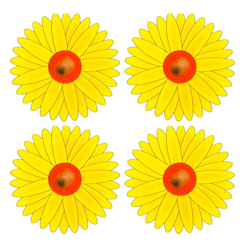Stickers anti-mouches motif tournesol – Pack de 4, usage intérieur, non toxique