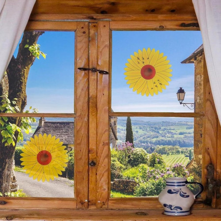Stickers anti-mouches motif tournesol – Pack de 4, usage intérieur, non toxique