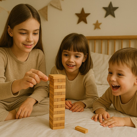 Jeu de la Tour Infernale En Bois Format Voyage 12 Cm Jeu d'Adresse À Empiler Enfants Et Adultes 36 Blocs  - Dès 3 ans