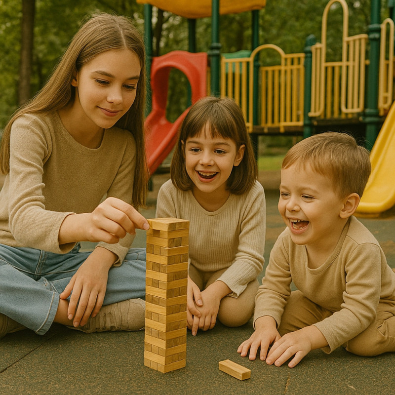 Jeu de la Tour Infernale En Bois Format Voyage 12 Cm Jeu d'Adresse À Empiler Enfants Et Adultes 36 Blocs  - Dès 3 ans
