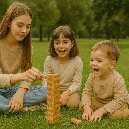 Jeu de la Tour Infernale En Bois Format Voyage 12 Cm Jeu d'Adresse À Empiler Enfants Et Adultes 36 Blocs  - Dès 3 ans