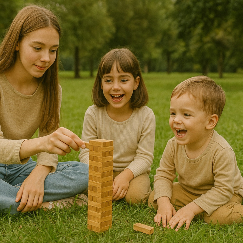 Jeu de la Tour Infernale En Bois Format Voyage 12 Cm Jeu d'Adresse À Empiler Enfants Et Adultes 36 Blocs  - Dès 3 ans