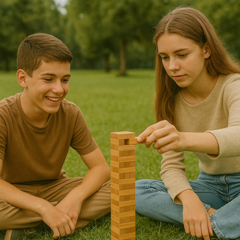 Jeu de la Tour Infernale En Bois Format Voyage 12 Cm Jeu d'Adresse À Empiler Enfants Et Adultes 36 Blocs  - Dès 3 ans