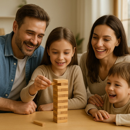 Jeu de la Tour Infernale En Bois Format Voyage 12 Cm Jeu d'Adresse À Empiler Enfants Et Adultes 36 Blocs  - Dès 3 ans