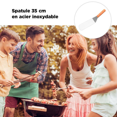 Spatule à Poisson et Fruits de Mer en Inox avec Manche Bois – 35 cm
