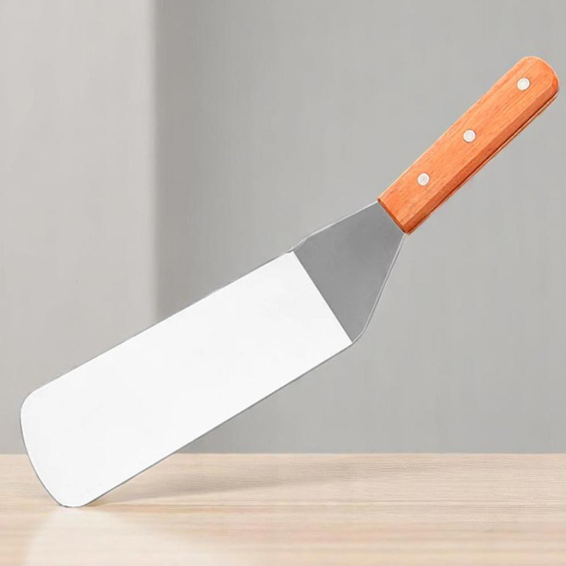 Spatule à Poisson et Fruits de Mer en Inox avec Manche Bois – 35 cm