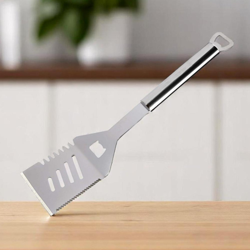 Spatule multifonctions en inox 35 cm – Outil 5 en 1 pour barbecue