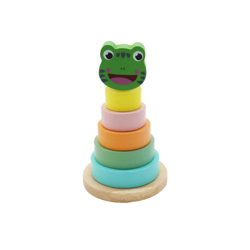 Tour À Empiler En Bois Pour Bébé Jouet Montessori et d'Eveil pour Motricité Fine Avec Modèle Animal Aléatoire - Dès 1 an
