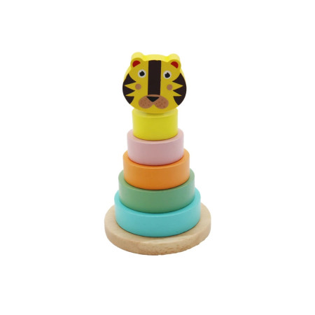 Tour À Empiler En Bois Pour Bébé Jouet Montessori et d'Eveil pour Motricité Fine Avec Modèle Animal Aléatoire - Dès 1 an
