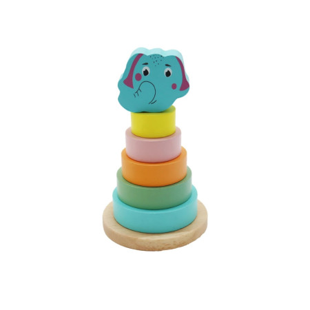 Tour À Empiler En Bois Pour Bébé Jouet Montessori et d'Eveil pour Motricité Fine Avec Modèle Animal Aléatoire - Dès 1 an
