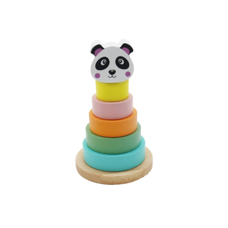 Tour À Empiler En Bois Pour Bébé Jouet Montessori et d'Eveil pour Motricité Fine Avec Modèle Animal Aléatoire - Dès 1 an