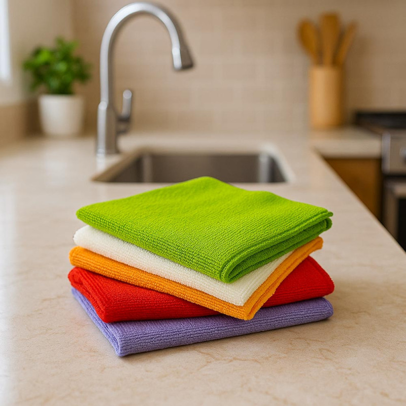 Torchons microfibres ultra absorbants – Lot de 5, 30x30cm