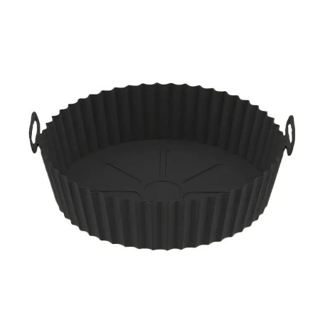Moule Rond pour Air Fryer en Silicone Alimentaire 20 cm x 5 cm Résistant Antiadhésif et Réutilisable avec Poignées