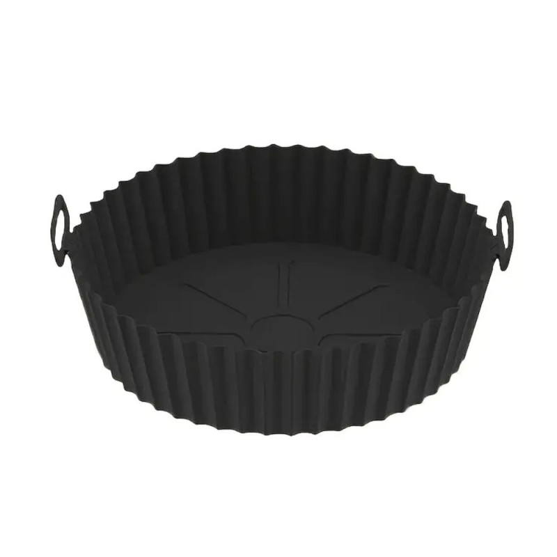 Moule Rond pour Air Fryer en Silicone Alimentaire 20 cm x 5 cm Résistant Antiadhésif et Réutilisable avec Poignées