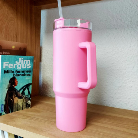 Mug Thermique 1100ml avec Paille et Poignée – Étanche et Lavable