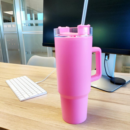 Mug Thermique 1100ml avec Paille et Poignée – Étanche et Lavable