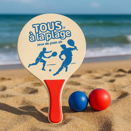 Set de 2 Raquettes de Plage avec 2 Balles Jeu Estival en Bois Léger Idéal pour Enfants et Adultes Activités